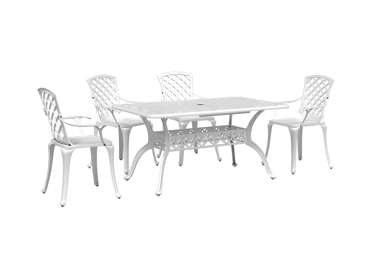 Ensemble à manger de jardin 5 pcs blanc aluminium coulé