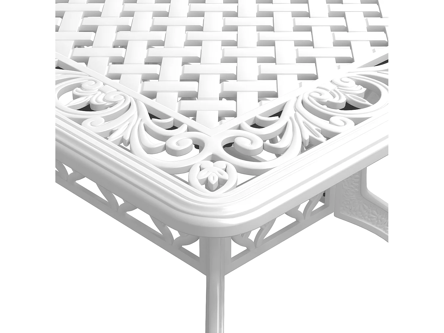 Ensemble à manger de jardin 5 pcs blanc aluminium coulé