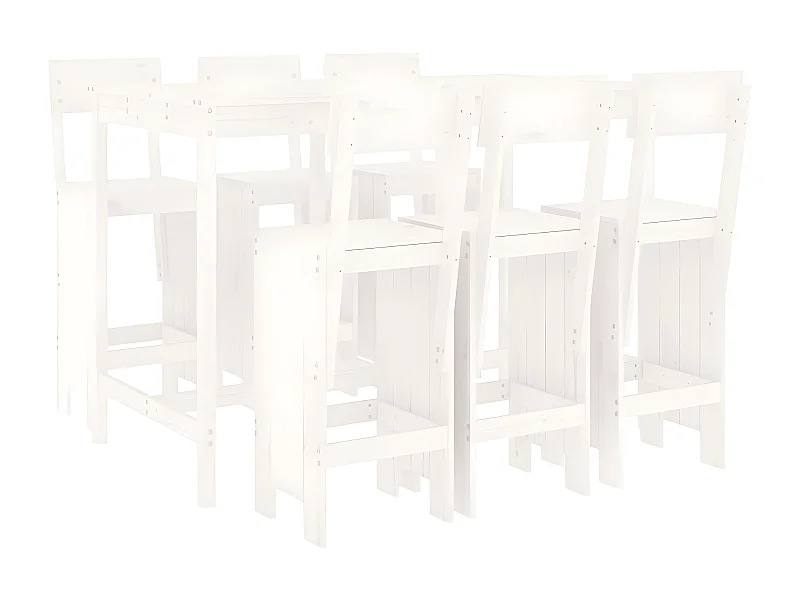 Ensemble de bar de jardin 7 pcs blanc bois de pin massif