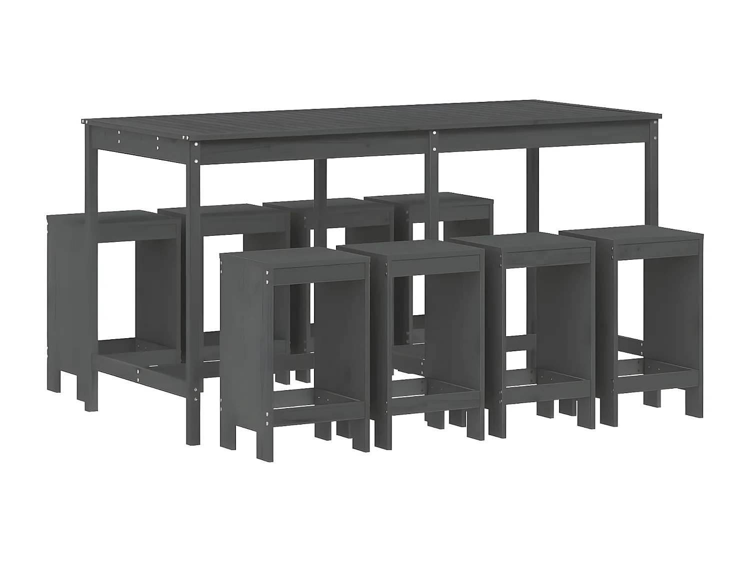 Ensemble de bar de jardin 9 pcs gris bois de pin massif