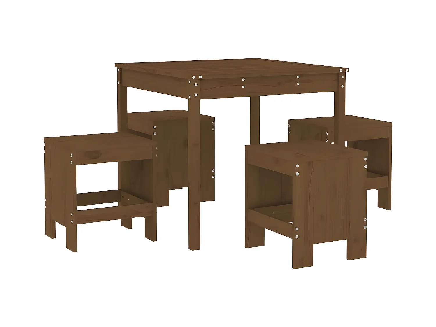 Ensemble à manger de jardin 5pcs marron miel bois pin massif
