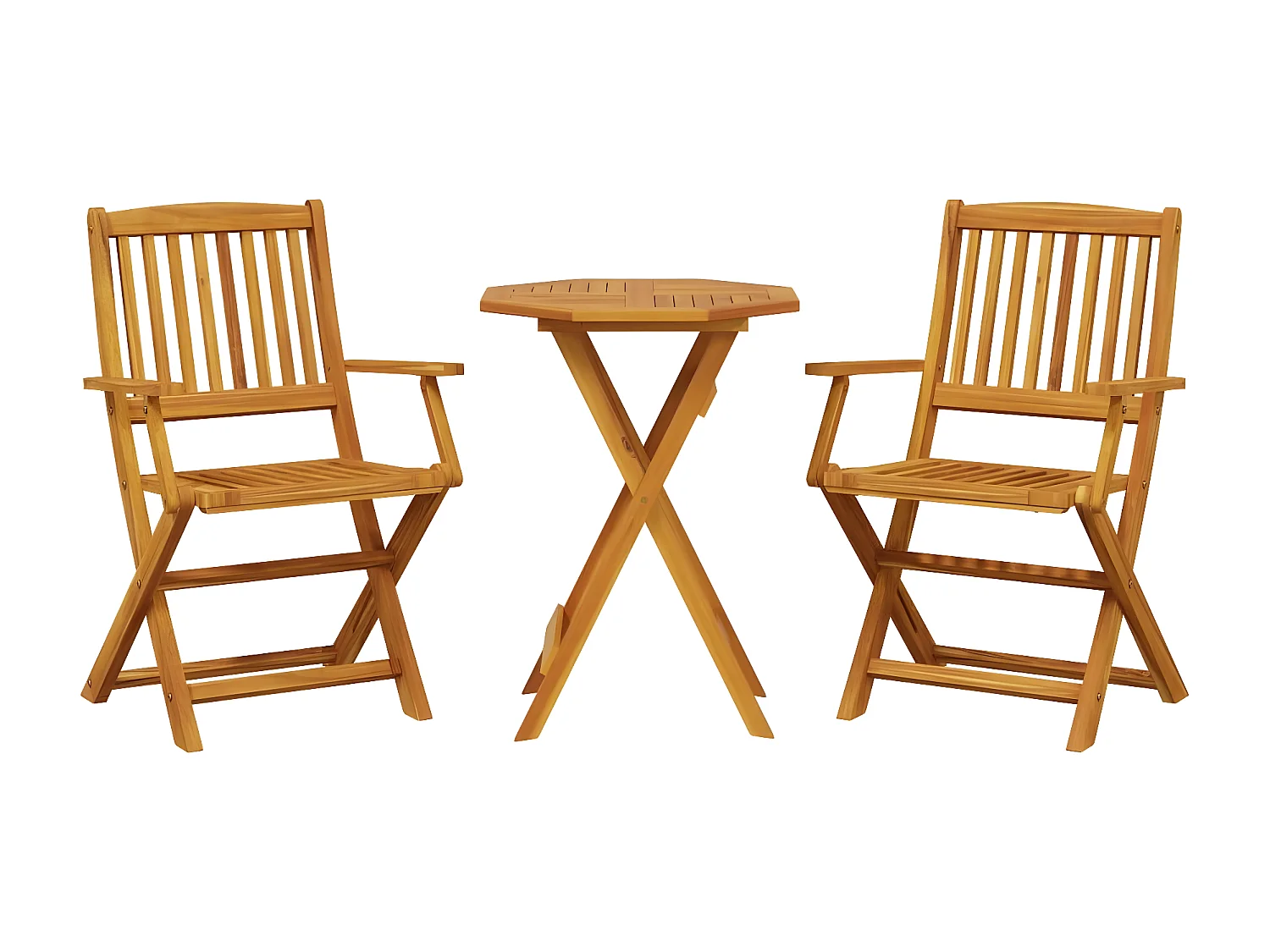 vidaXL Juego bistró pleglable 3 piezas madera maciza acacia Marrón