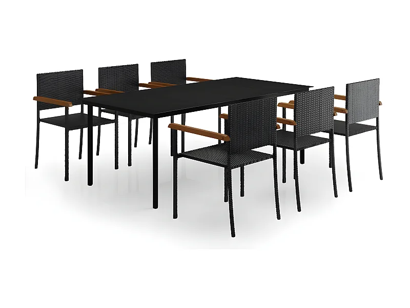Ensemble de salle à manger de jardin 7 pcs Noir 38