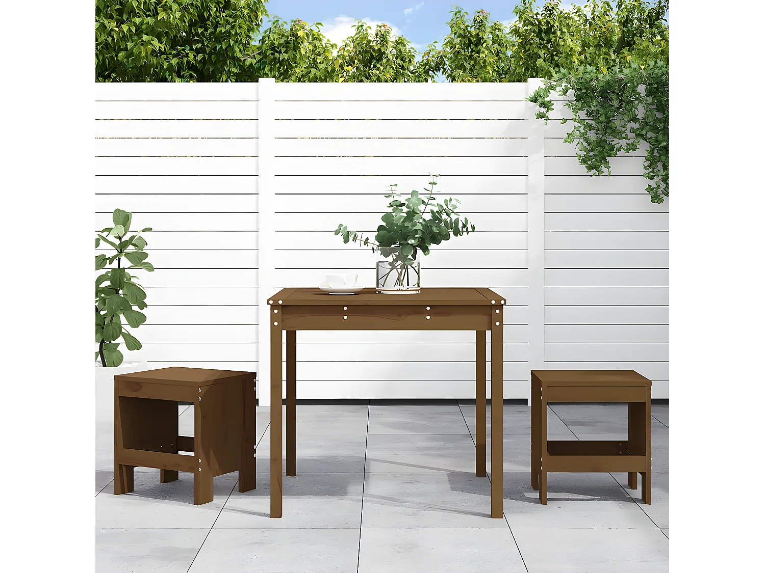 Ensemble de bistrot de jardin 3 pcs marron miel bois pin massif