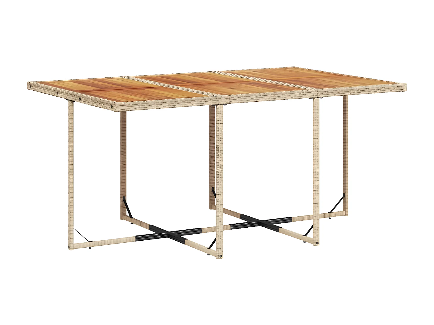 Ensemble à manger de jardin et coussins 11 pcs beige poly rotin