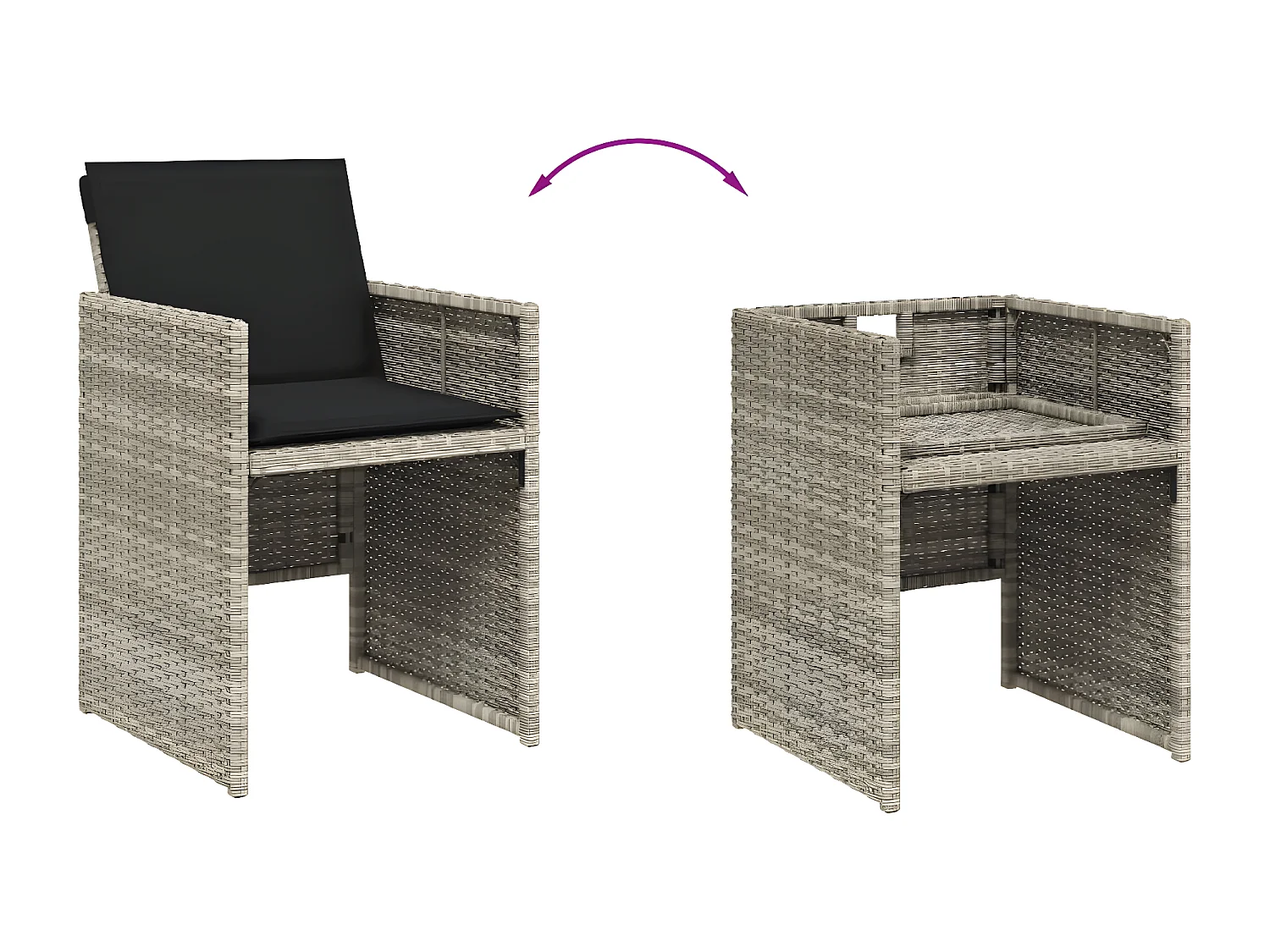 Ensemble à manger de jardin et coussins 9 pcs gris clair rotin