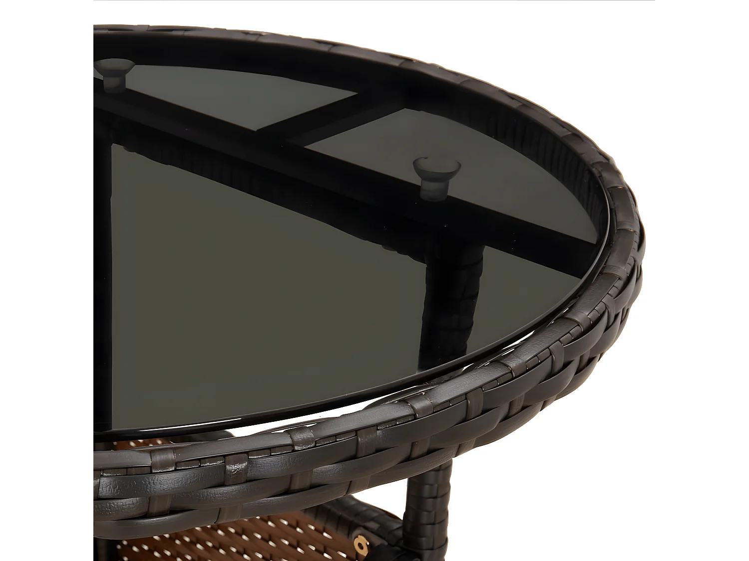 Ensemble à manger de jardin et coussins 5pcs marron rotin verre