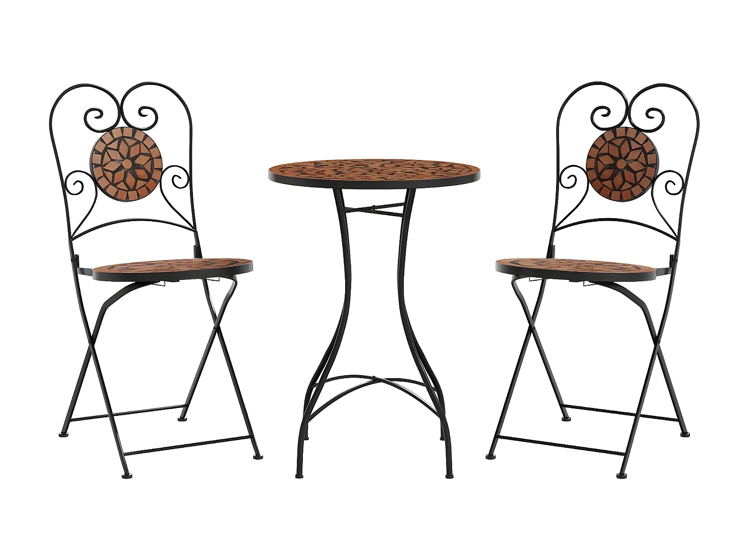 Ensemble de bistro mosaïque terre cuite fer et céramique