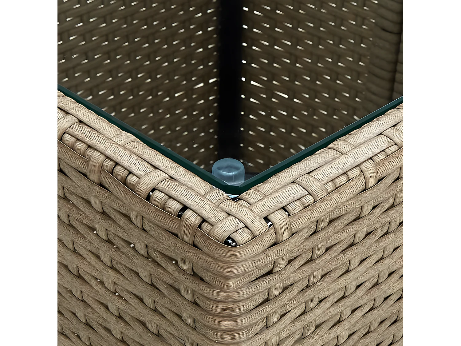 Ensemble de bistro avec coussins 3 pcs beige rotin et verre