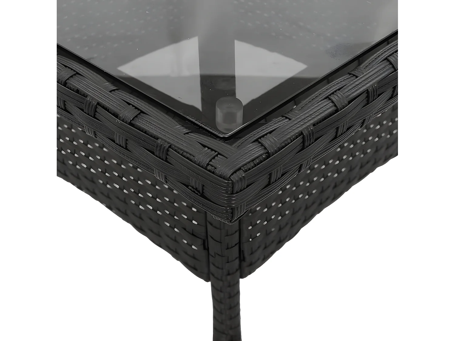 Ensemble à manger de jardin et coussins 3 pcs noir rotin verre