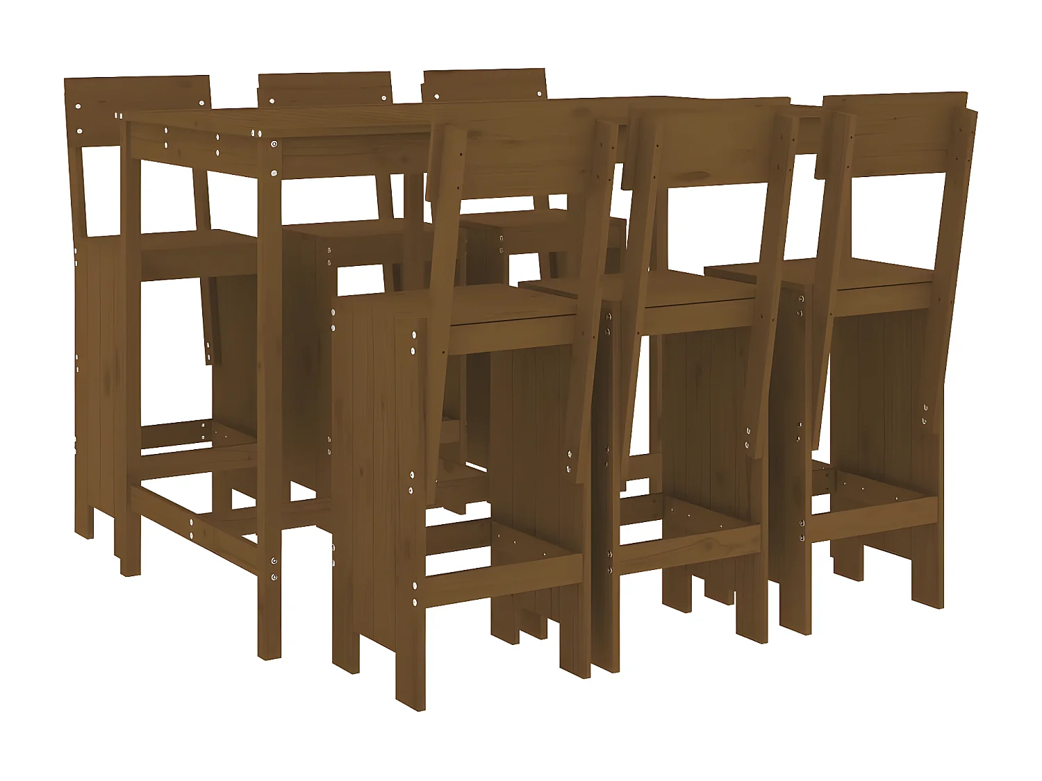 Ensemble de bar de jardin 7 pcs marron miel bois de pin massif