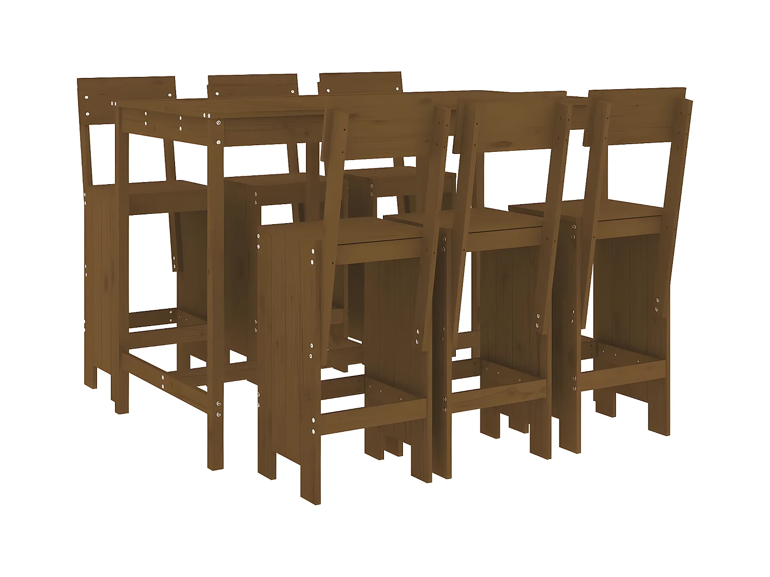 Ensemble de bar de jardin 7 pcs marron miel bois de pin massif