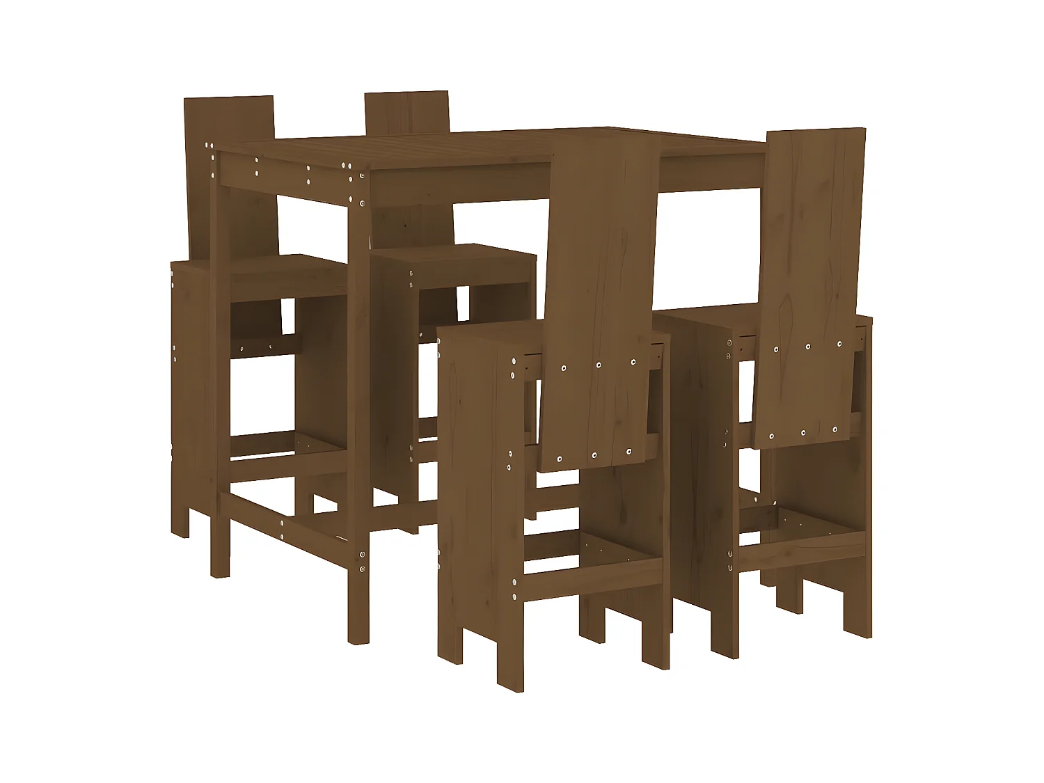 Ensemble de bar de jardin 5 pcs marron miel bois de pin massif