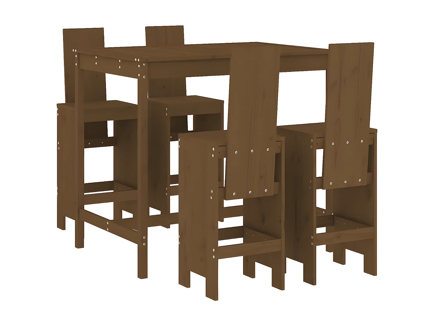 Ensemble de bar de jardin 5 pcs marron miel bois de pin massif