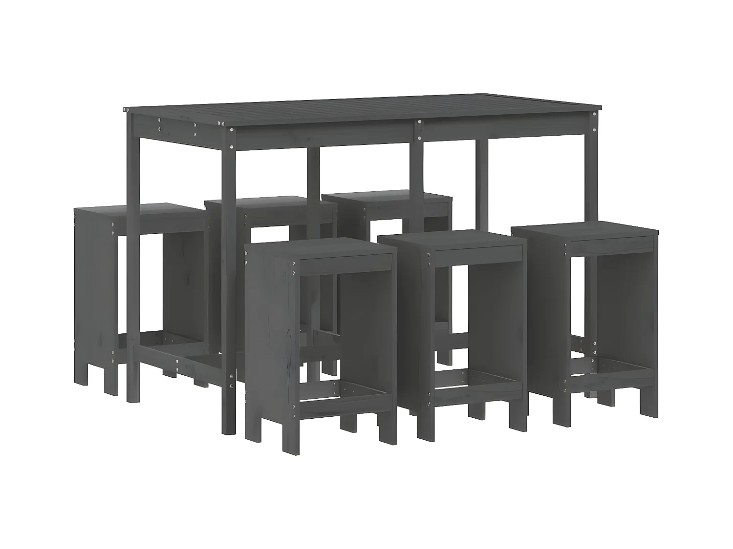 Ensemble de bar de jardin 7 pcs gris bois de pin massif