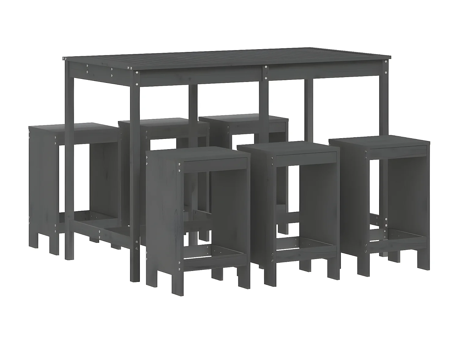 Ensemble de bar de jardin 7 pcs gris bois de pin massif