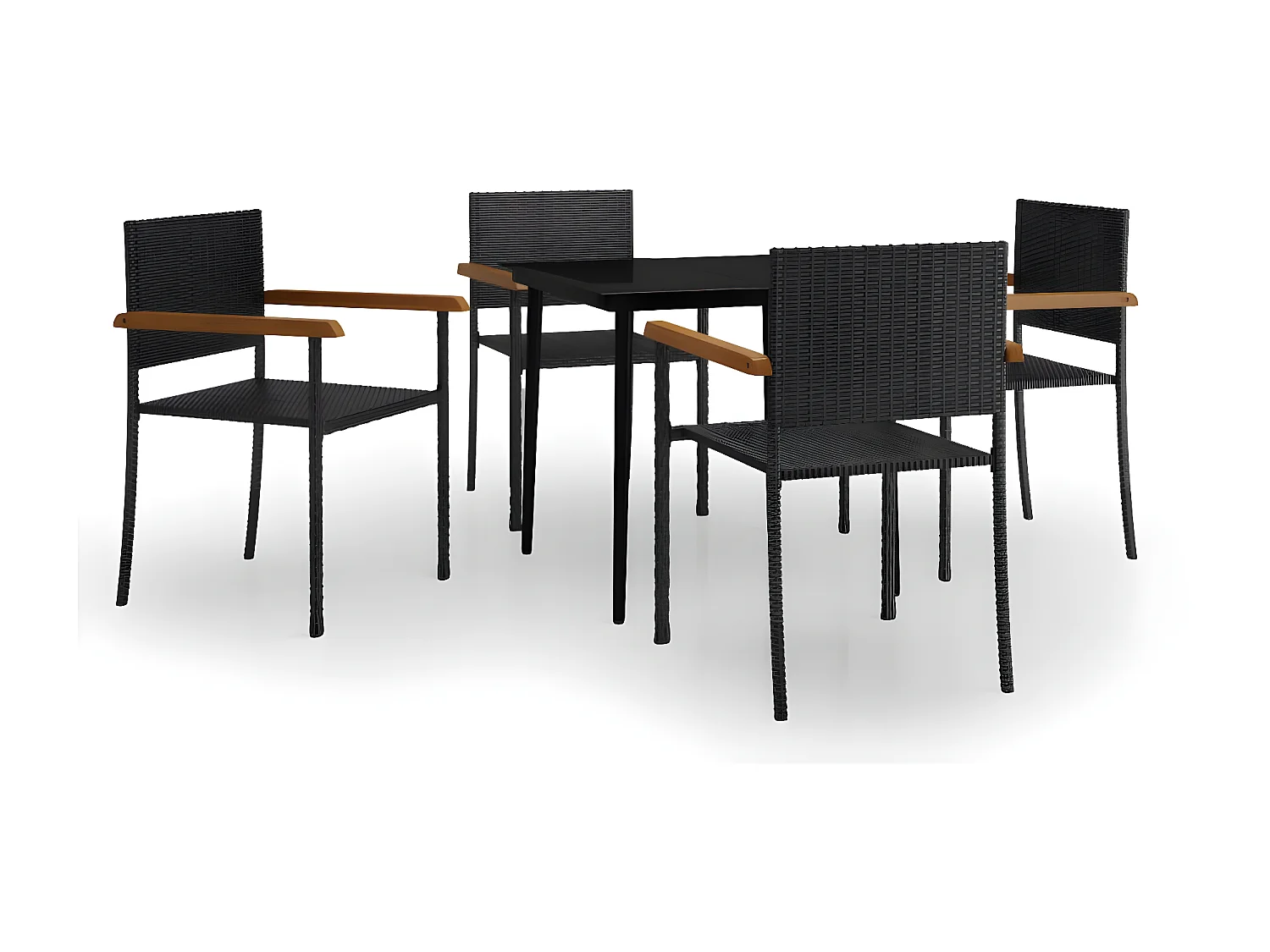 Ensemble de salle à manger de jardin 5 pcs Noir 27