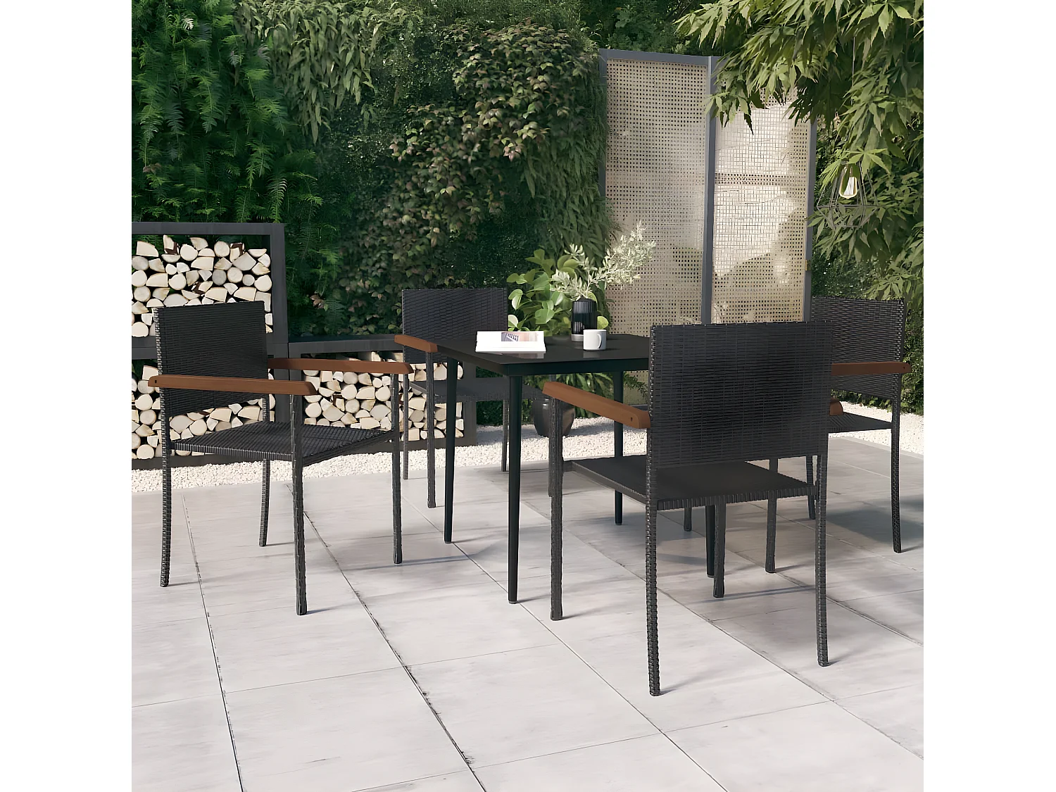 Ensemble de salle à manger de jardin 5 pcs Noir 27