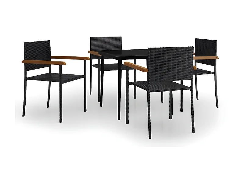 Ensemble de salle à manger de jardin 5 pcs Noir 27