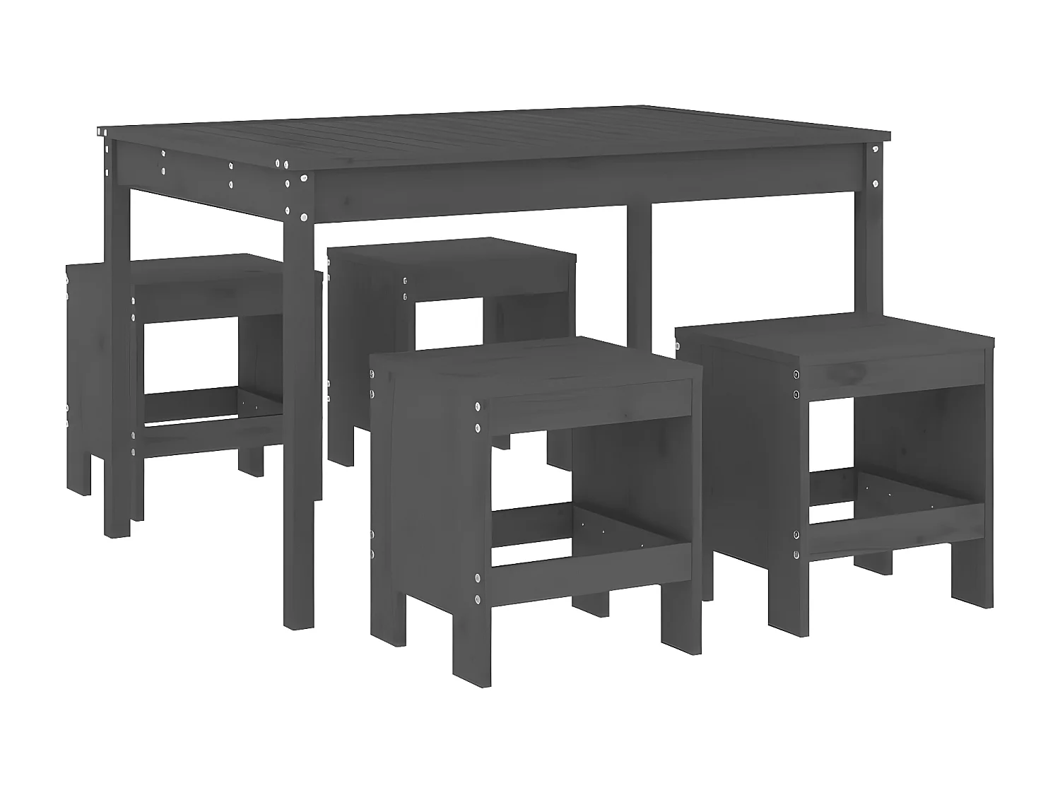 Ensemble à manger de jardin 5pcs gris bois massif de pin