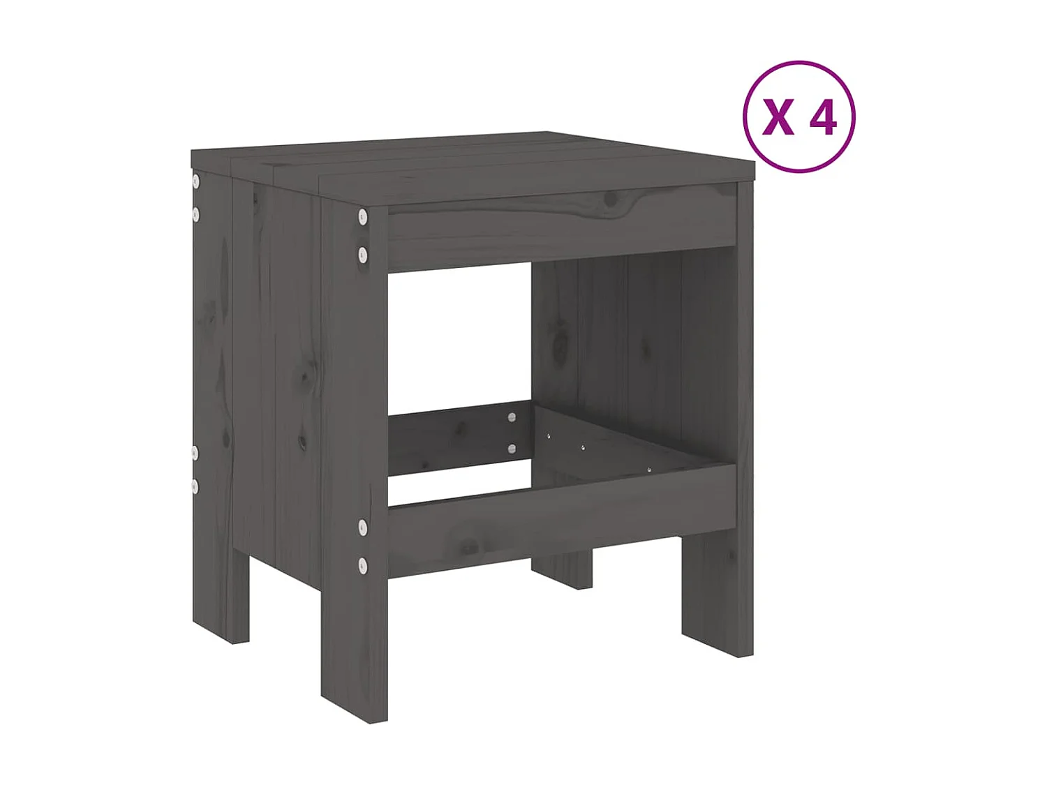 Ensemble à manger de jardin 5pcs gris bois massif de pin