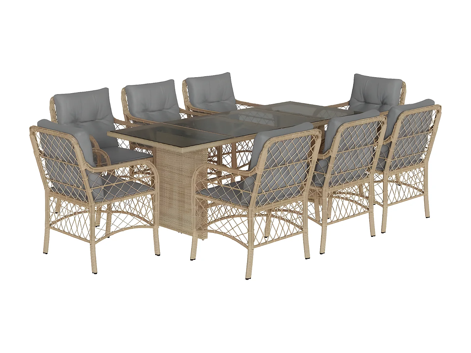 Ensemble à manger de jardin et coussins 9 pcs mélange beige
