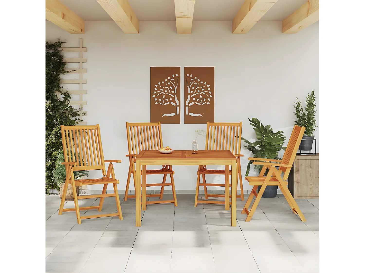Ensemble à manger de jardin 5 pcs Bois d'acacia solide