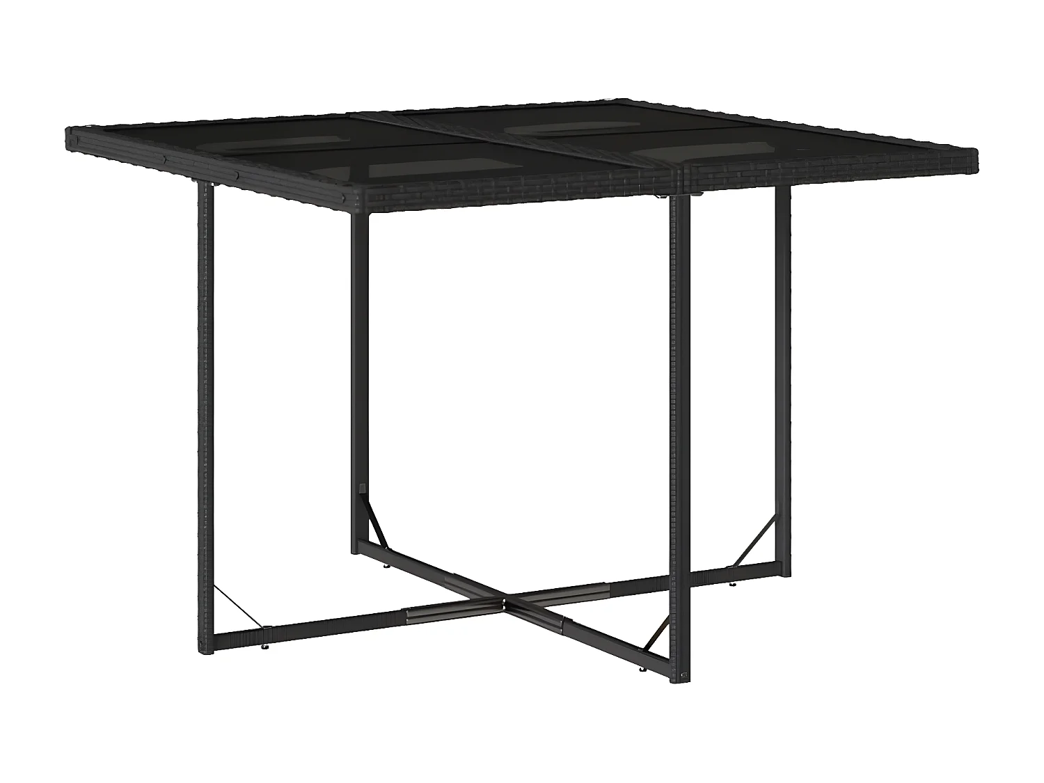 Ensemble à manger de jardin 9pcs coussins noir résine tressée