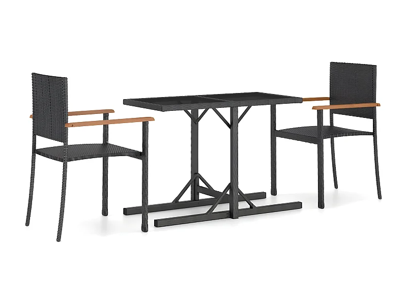 Ensemble de salle à manger de jardin 3 pcs Noir 57