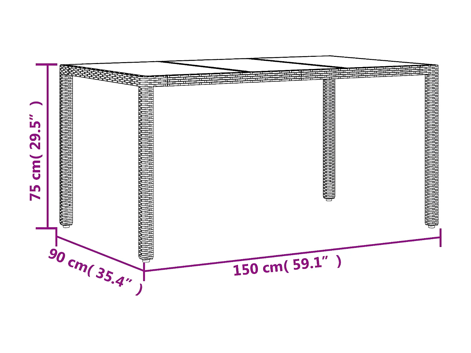 Ensemble à manger de jardin et coussins 7 pcs beige rotin verre