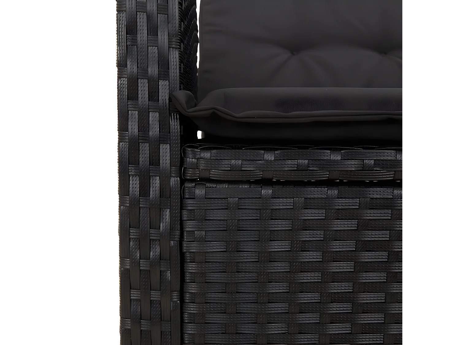 Ensemble à manger de jardin coussins 7pcs Noir Résine tressée