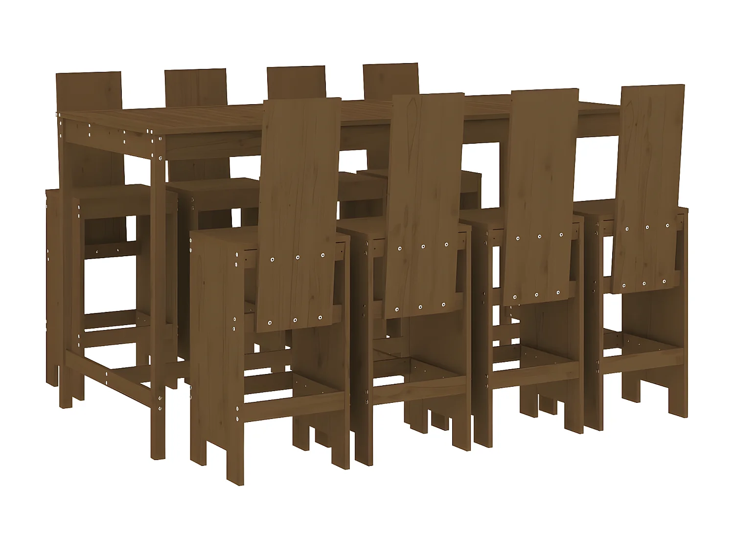 Ensemble de bar de jardin 9 pcs marron miel bois de pin massif