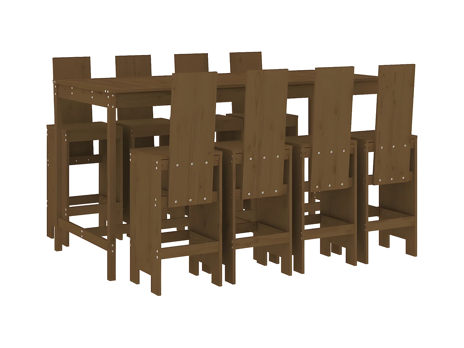 Ensemble de bar de jardin 9 pcs marron miel bois de pin massif