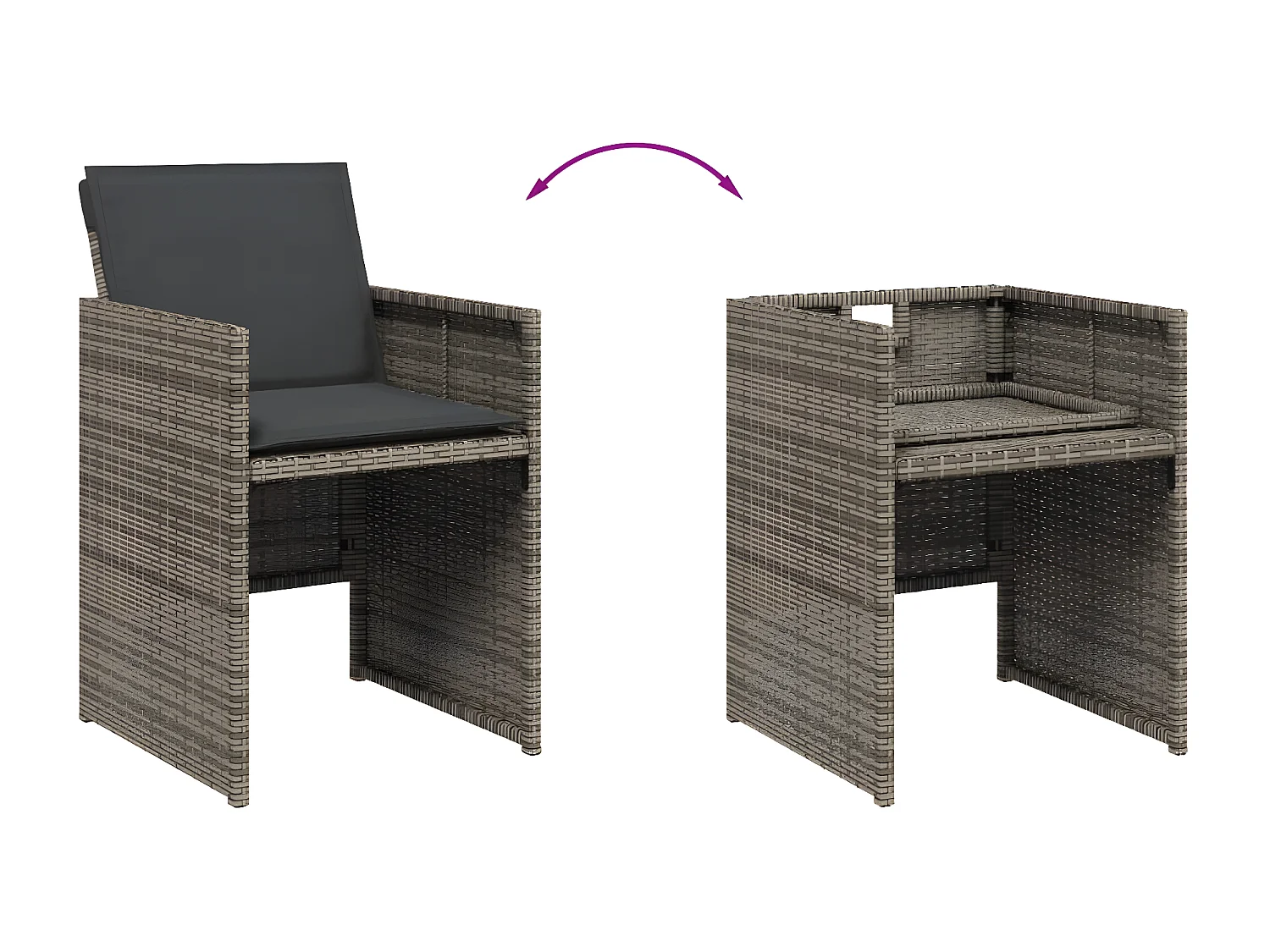 Ensemble à manger de jardin coussins 13 pcs gris résine tressée