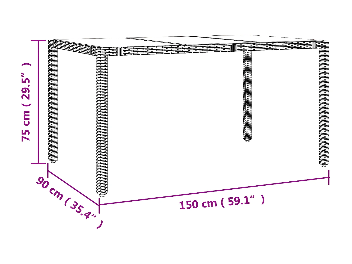 Ensemble à manger de jardin coussins 7pcs Noir Résine tressée
