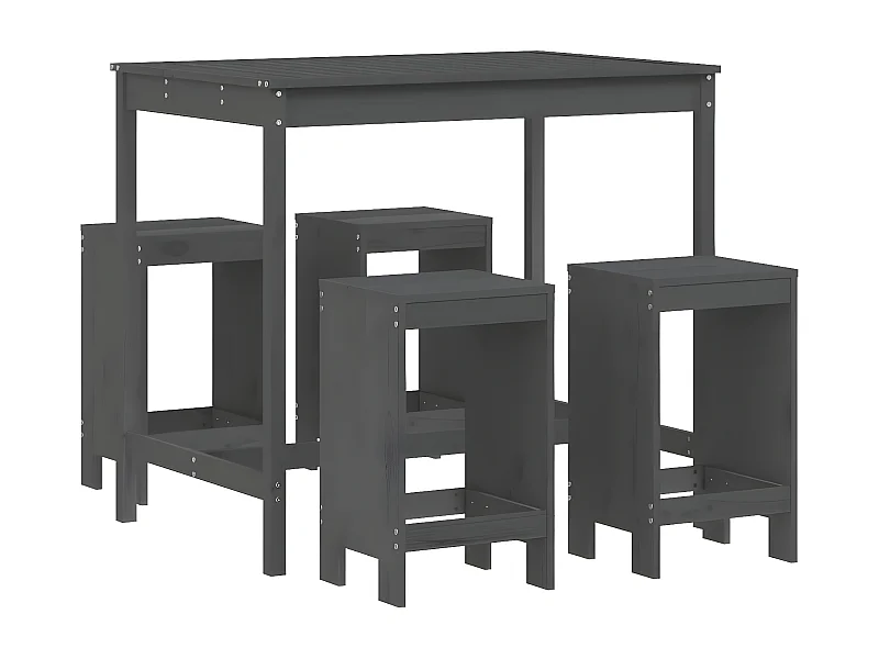 Ensemble de bar de jardin 5 pcs gris bois de pin massif