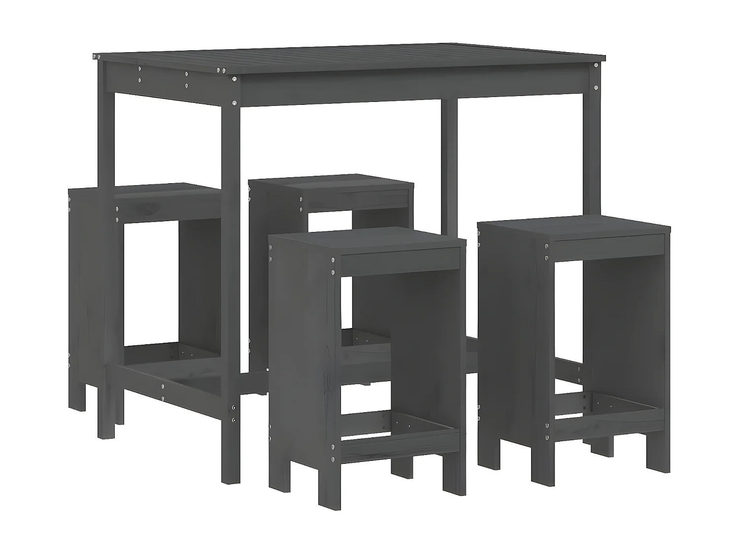 Ensemble de bar de jardin 5 pcs gris bois de pin massif