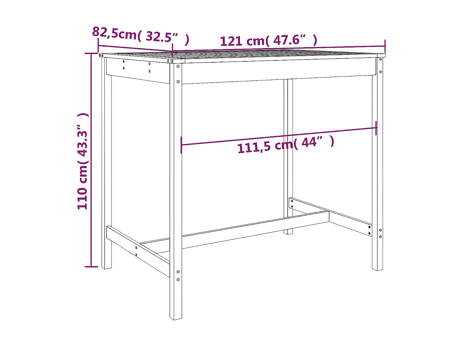 Ensemble de bar de jardin 5 pcs gris bois de pin massif