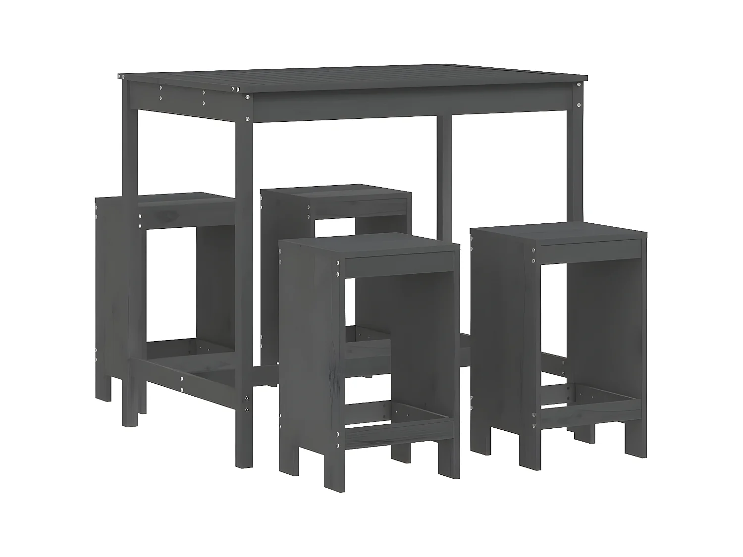 Ensemble de bar de jardin 5 pcs gris bois de pin massif