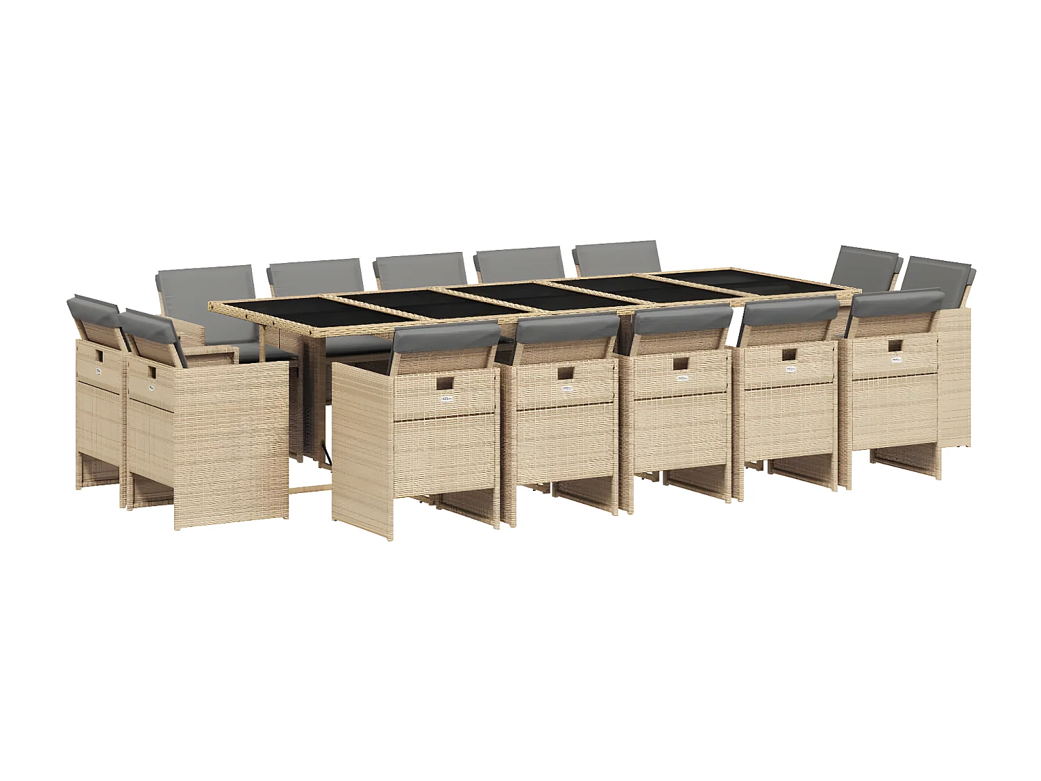 Ensemble à manger de jardin et coussins 15 pcs mélange beige