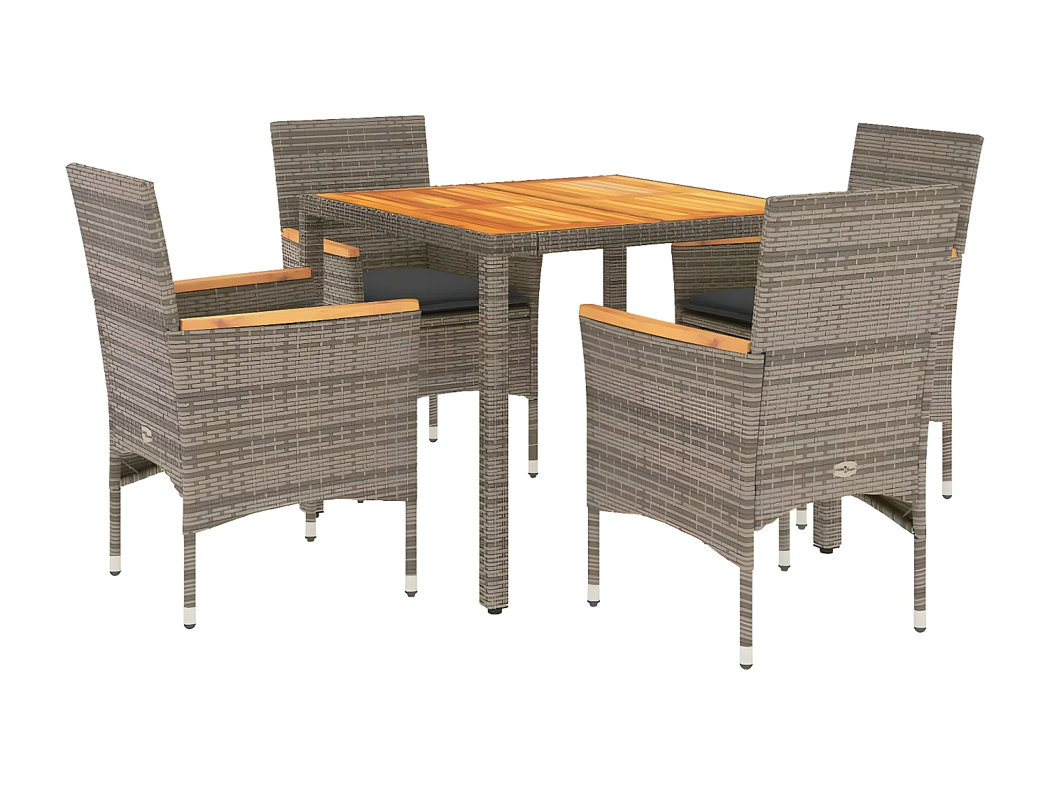 Ensemble à manger de jardin et coussins 5 pcs gris rotin acacia