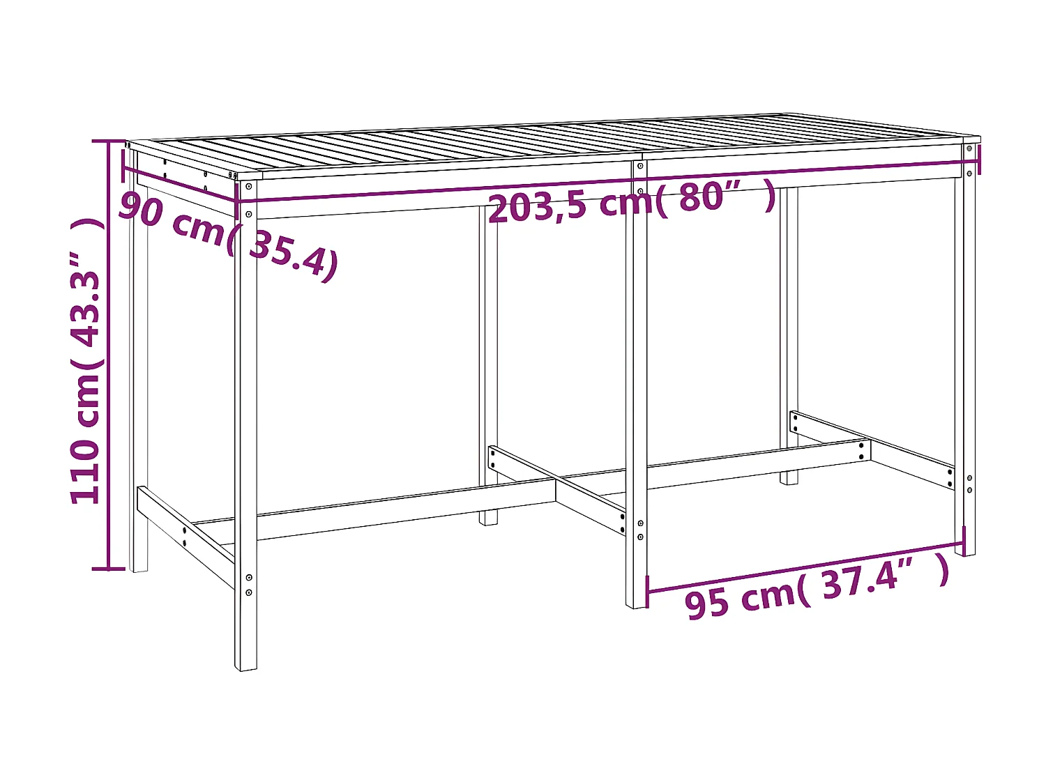 Ensemble de bar de jardin 9 pcs bois massif douglas