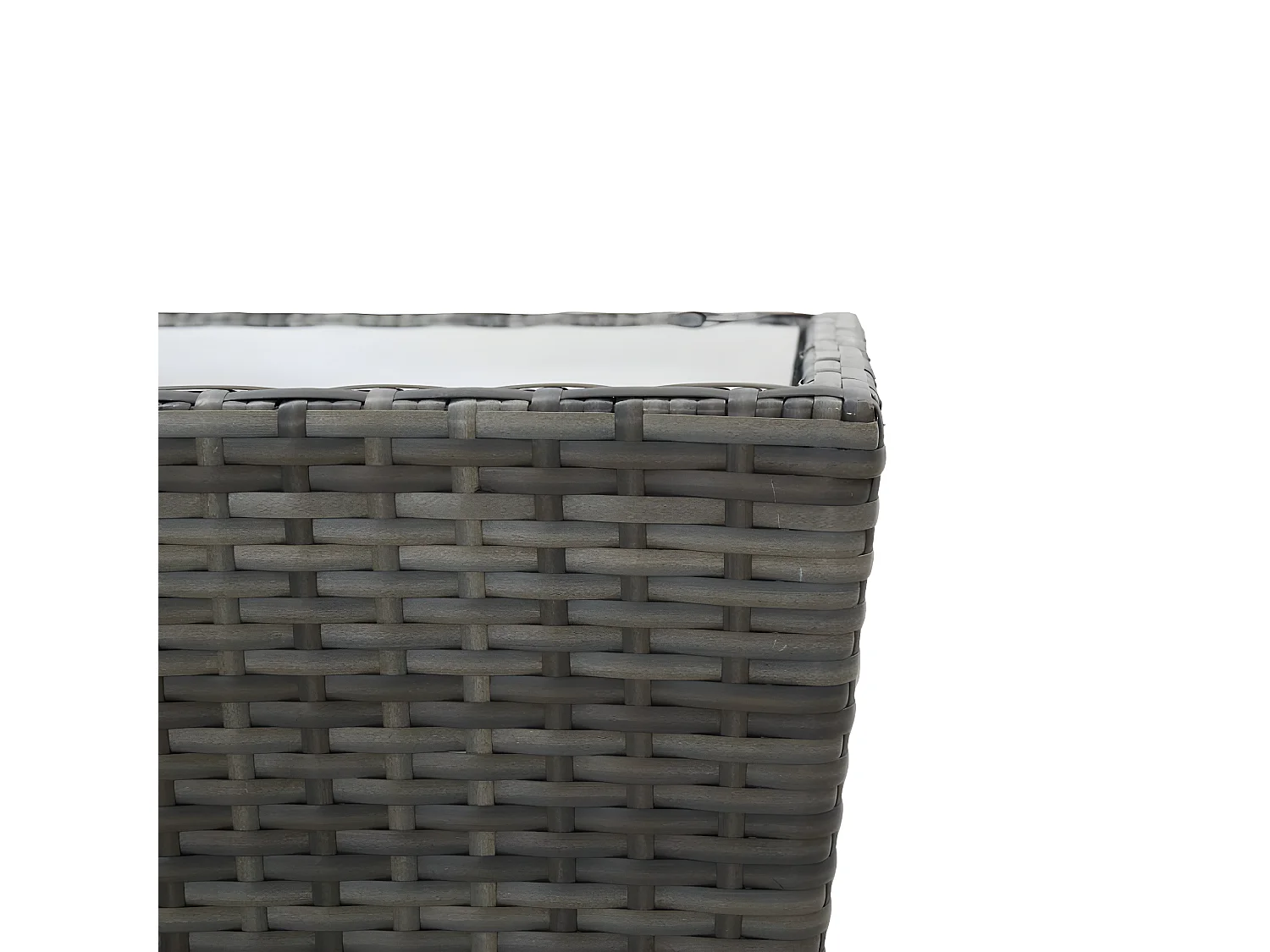 Ensemble de bistro avec coussins 3 pcs gris rotin et verre