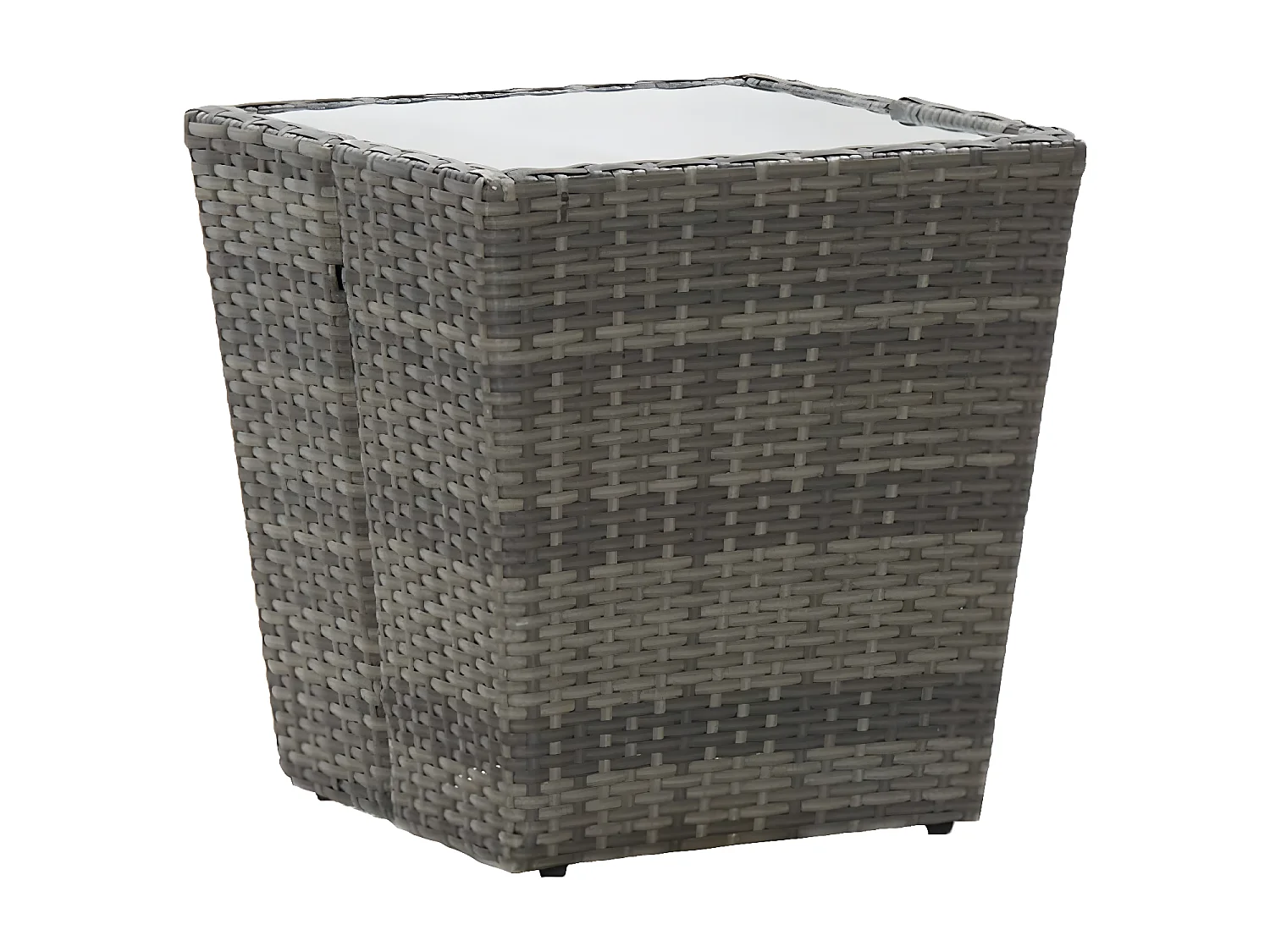 Ensemble de bistro avec coussins 3 pcs gris rotin et verre