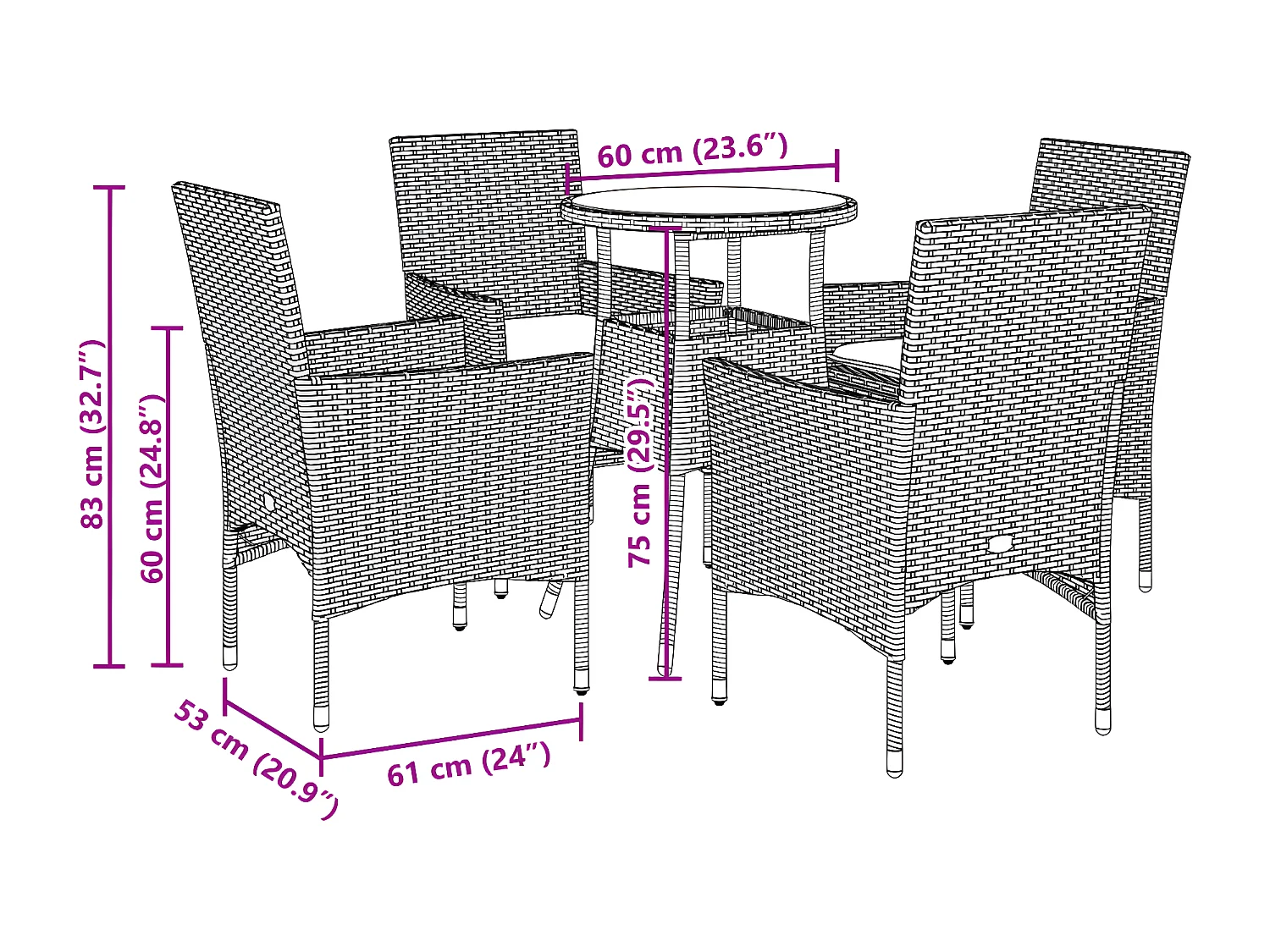 Ensemble à manger de jardin et coussins 5 pcs gris rotin verre