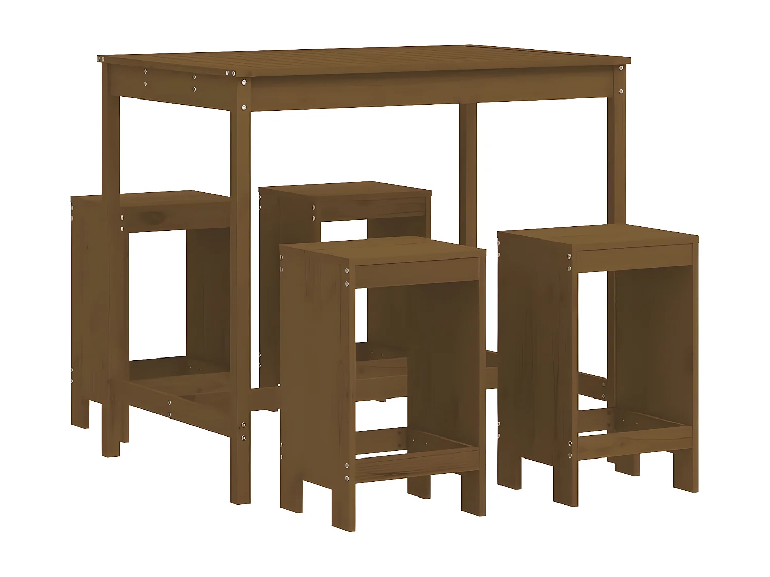 Ensemble de bar de jardin 5 pcs marron miel bois de pin massif