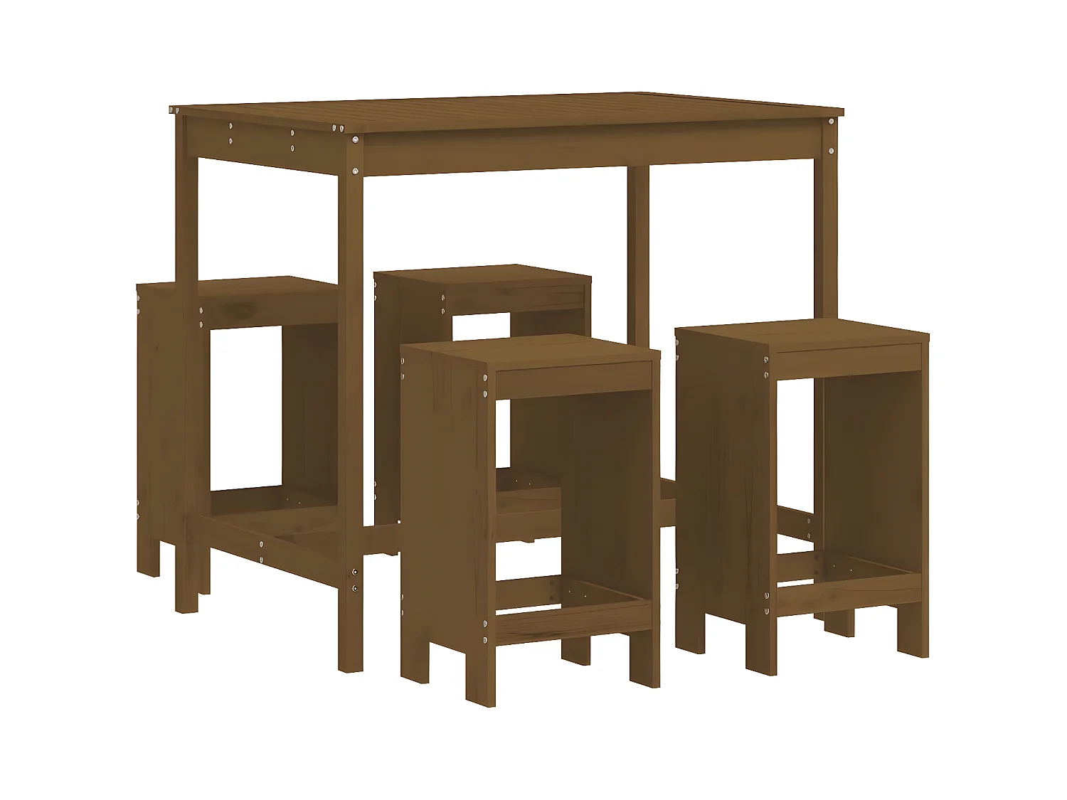 Ensemble de bar de jardin 5 pcs marron miel bois de pin massif
