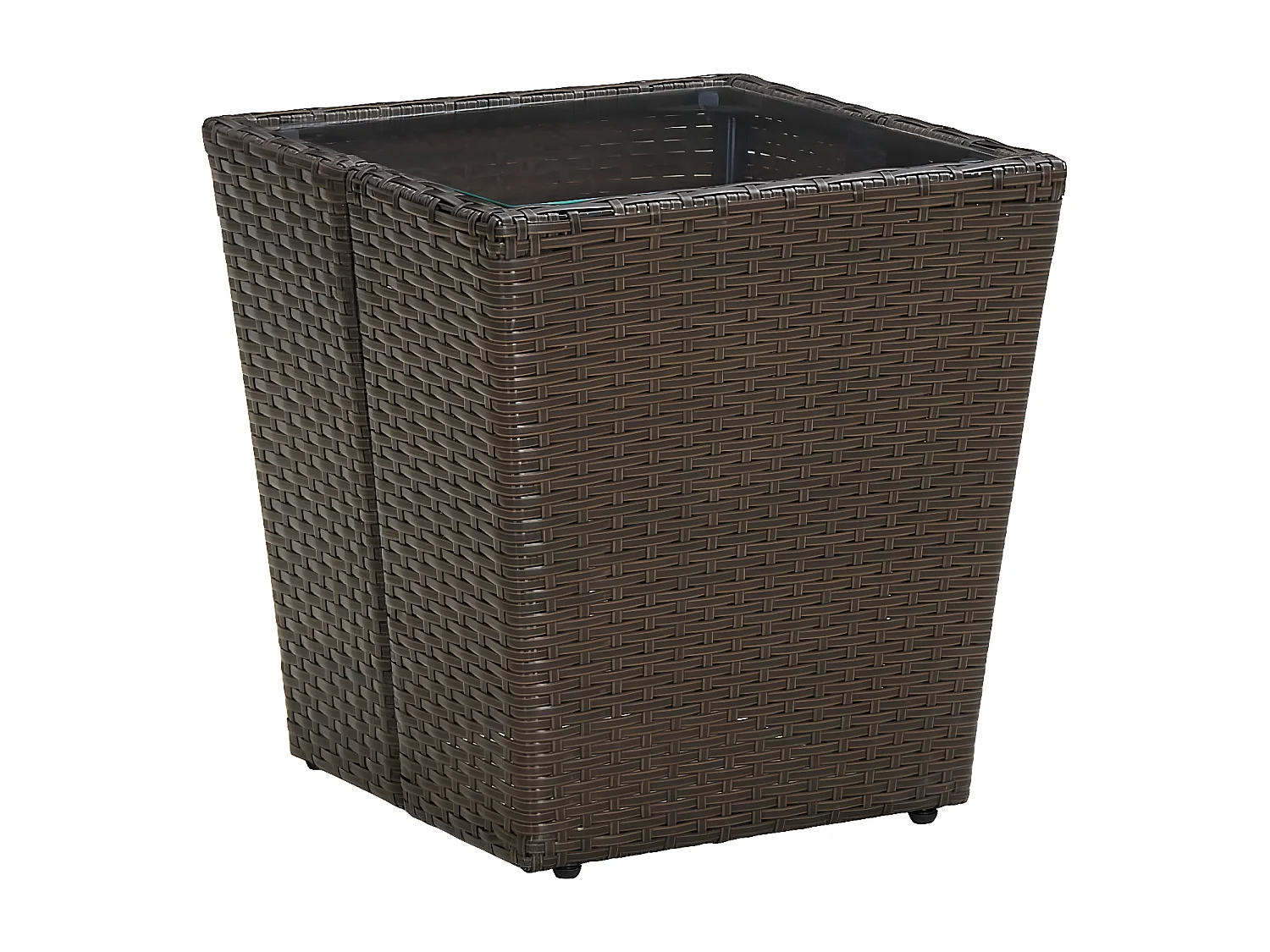 Ensemble de bistro avec coussins 3 pcs marron rotin et verre