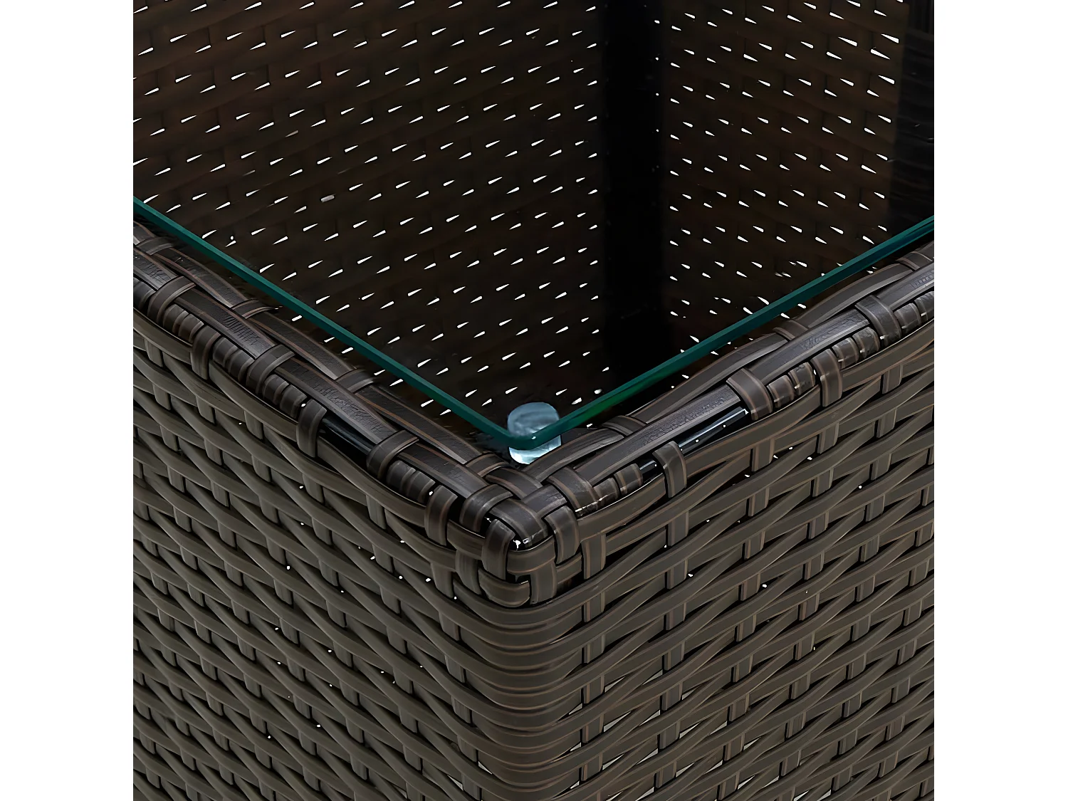 Ensemble de bistro avec coussins 3 pcs marron rotin et verre