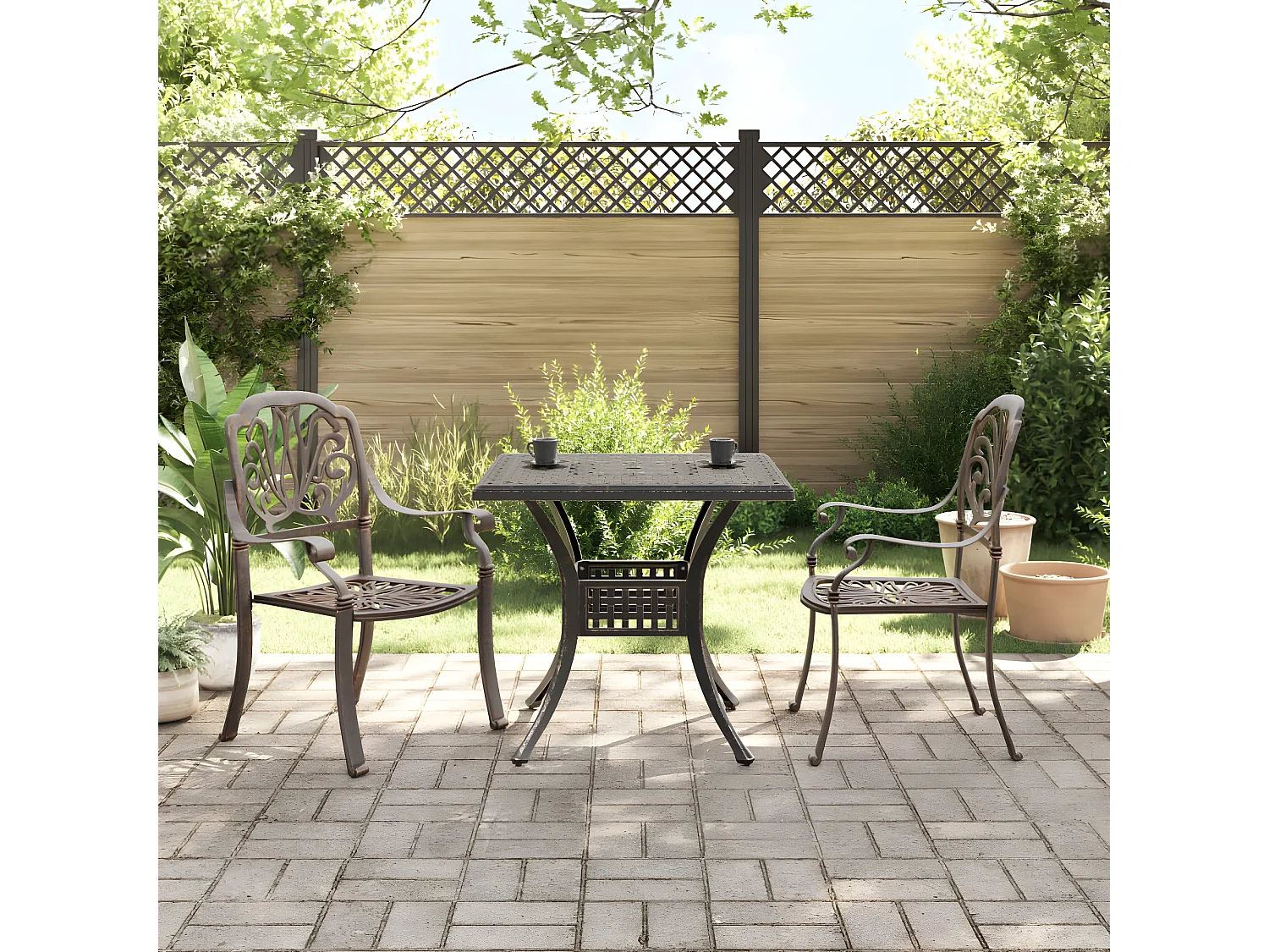 Ensemble de bistrot 3 pcs bronze aluminium coulé